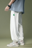 204-k35-P45白色挂件抽绳男士宽松直筒束脚休闲运动裤秋冬新款，男装休闲裤，星座204