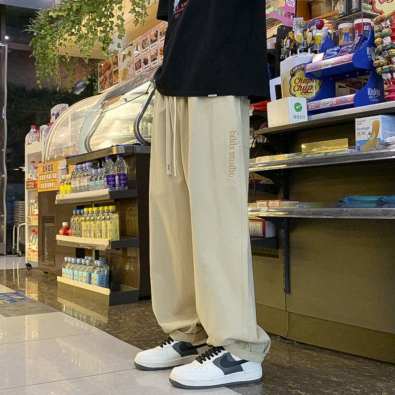 204-K257-P50日系卡其色裤子男款春夏季潮牌直筒宽松工装休闲长裤,男装休闲裤,星座204