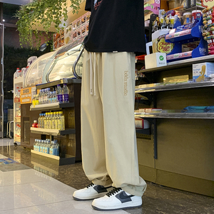204-K257-P50日系卡其色裤子男款春夏季潮牌直筒宽松工装休闲长裤图片