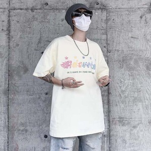204-T260-P35涂鸦星星短袖T恤男女纯棉风夏季宽松bf情侣半袖衫潮图片