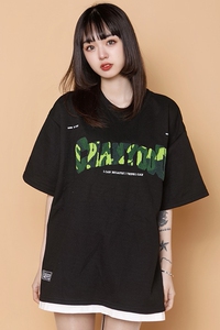 204-T62-P30 中性蓝墙美式毛巾刺绣短袖T恤女生ins圆领假两件半袖图片