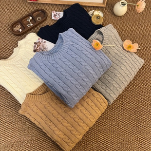 针织套头麻花经典 可穿女装 春秋冬三季 款 100棉圆领麻花