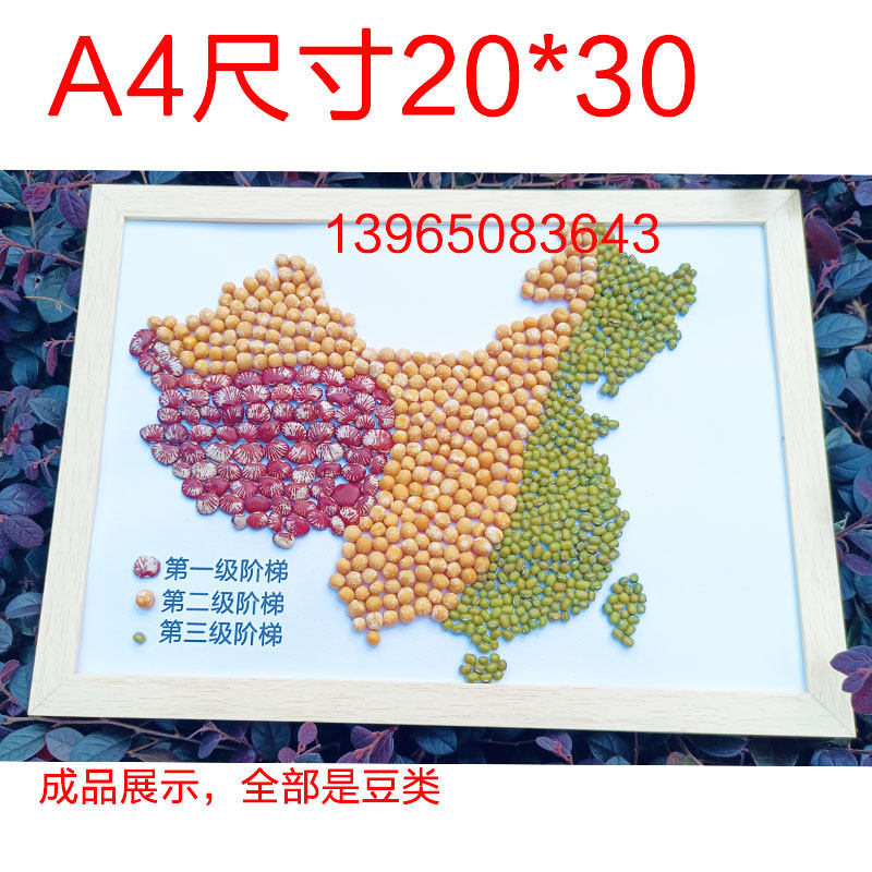 0种子粘贴画地理作业三级阶梯