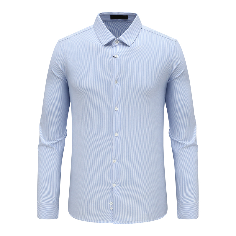 工装百搭蓝白细条纹长袖衬衫