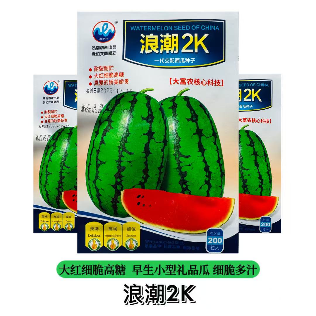 浪潮 2K西瓜种子早熟耐裂大红瓤高档礼品西瓜种籽水果小西瓜种籽