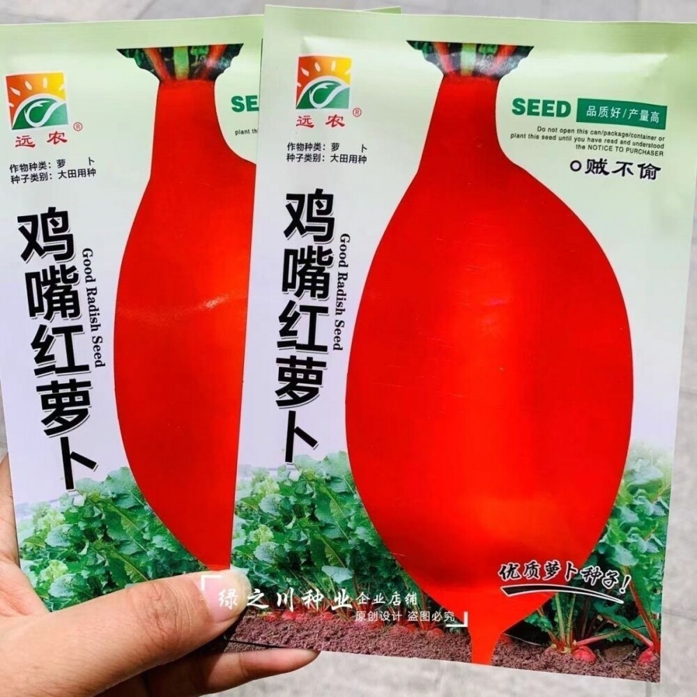正宗鸡嘴红萝卜种子早熟贼不偷萝