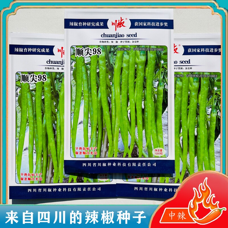 顺尖98线椒种子种籽孑超长尖椒辣椒籽种高产南方四季蔬菜抗病