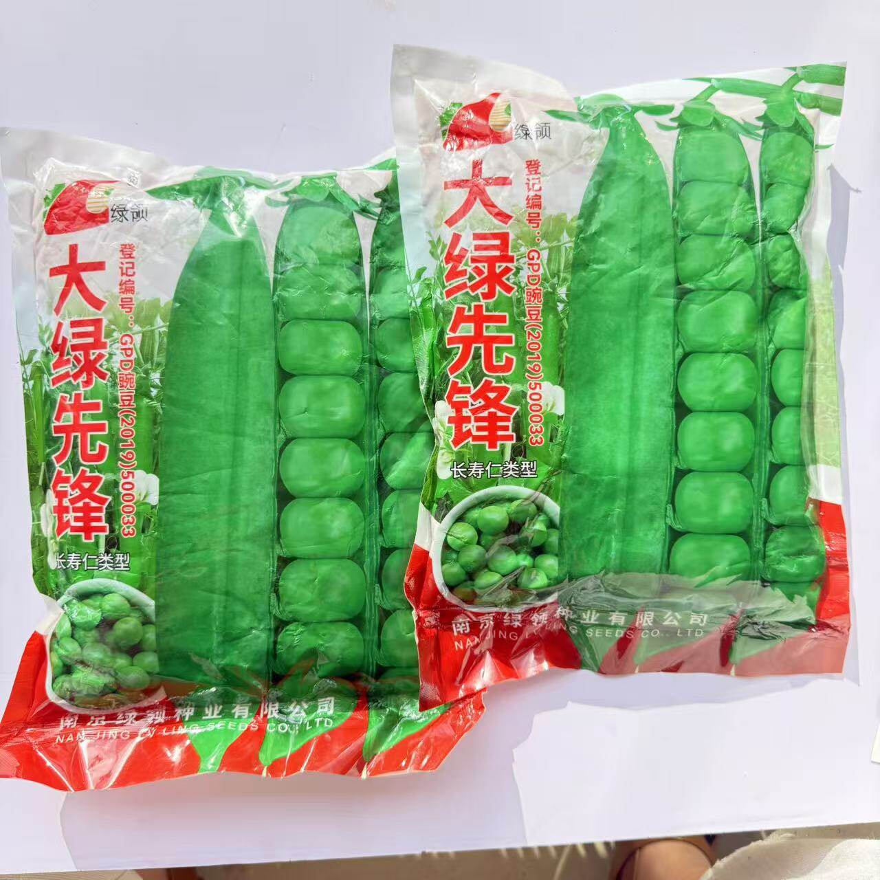 大绿先锋长寿仁豌豆种子鲜籽粒型白花硬荚味甜大荚矮生不搭架豌豆
