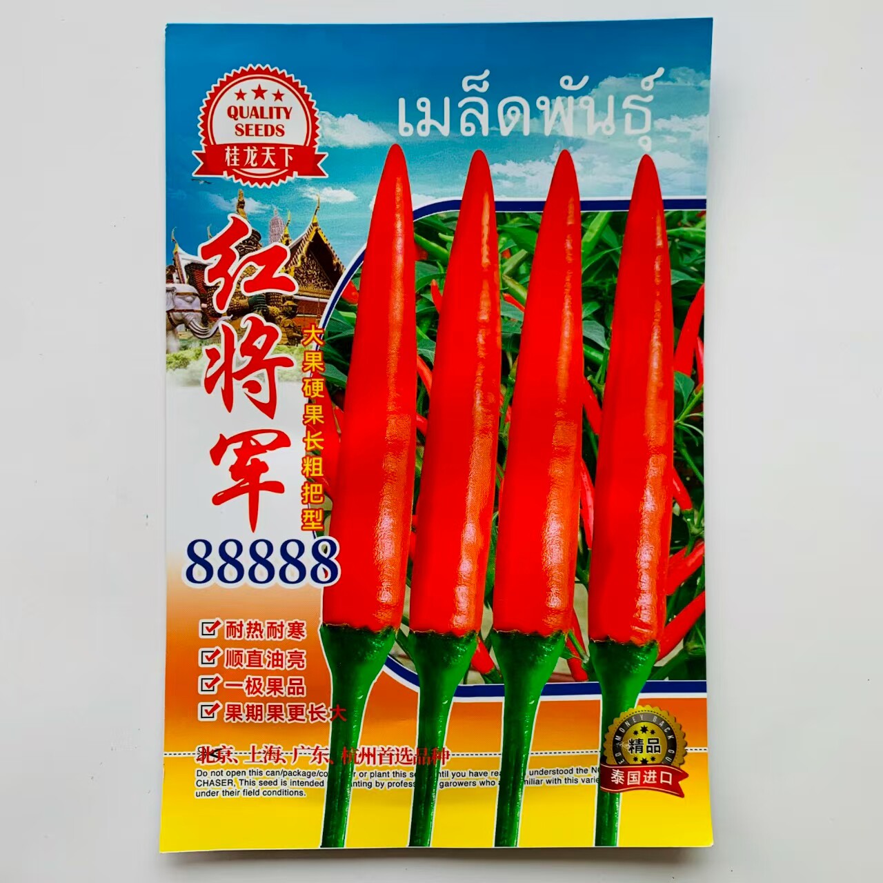 红将军88888大果朝天椒种子特辣单生大果型青红两用辣椒种大果米