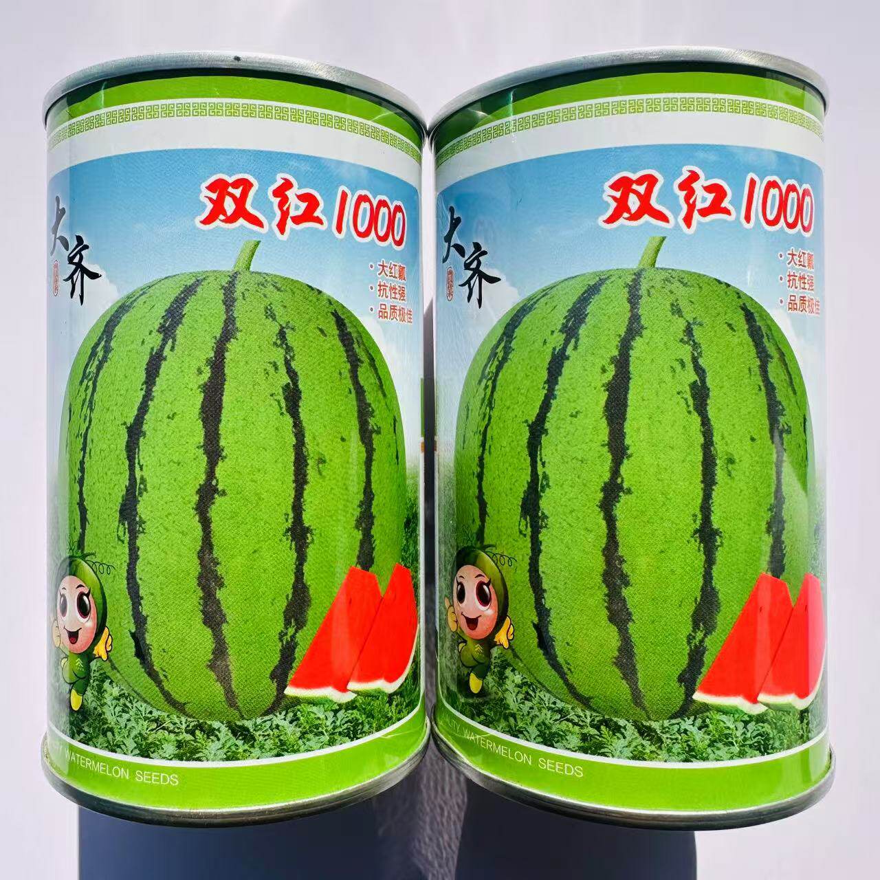 大齐双红1000大果西瓜种子品种皮薄抗裂花皮红瓤西瓜种籽露天种植