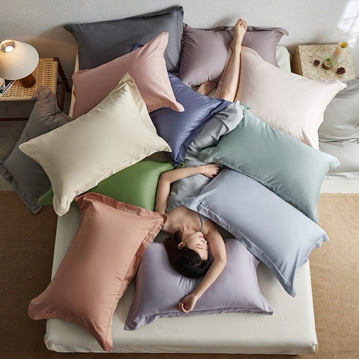 【轻奢简约宽边枕套一对】高端零布做的100贡缎长绒棉/天丝枕套