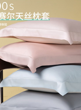特价100支天丝枕套夏季冰丝凉感枕芯套100%莱赛尔纯色48x74cm一对