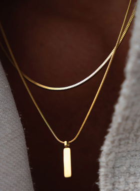 轻奢小众蛇骨方块钛钢毛衣链