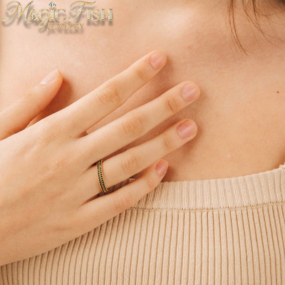 欧美小众钛钢满钻幸运石戒指