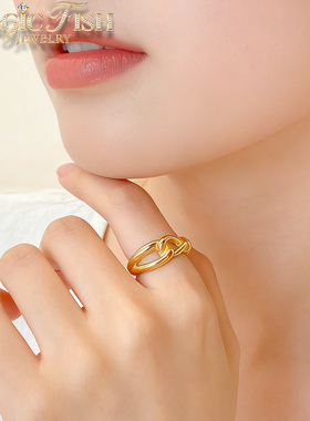 小众设计感轻奢绳结钛钢女戒