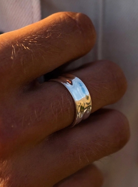 简约男士不规则凹凸开口戒指