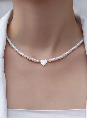 轻奢ins珍珠项链女百搭气质高级感不掉色锁骨链爱心吊坠饰品
