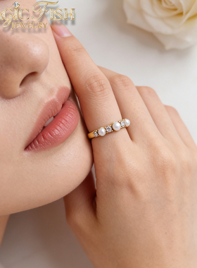 轻奢复古钛钢镀18K金女士戒指