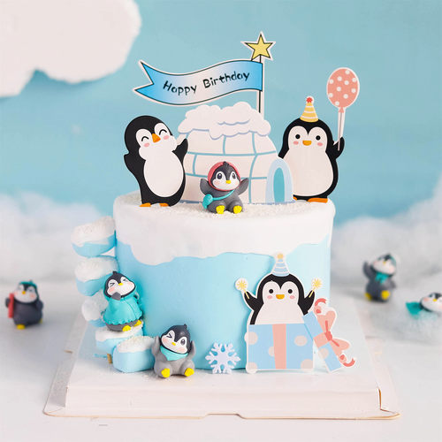 插件公仔雪花生日派对蛋糕装饰