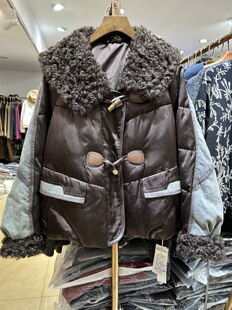 2025新款韩版洋气加厚短款羽绒服女小个子纽扣宽松立领白鸭绒外套