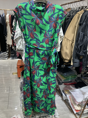 #NOHASHTAG时尚百搭桑蚕丝印花中长款连衣裙短袖气质显瘦长裙夏