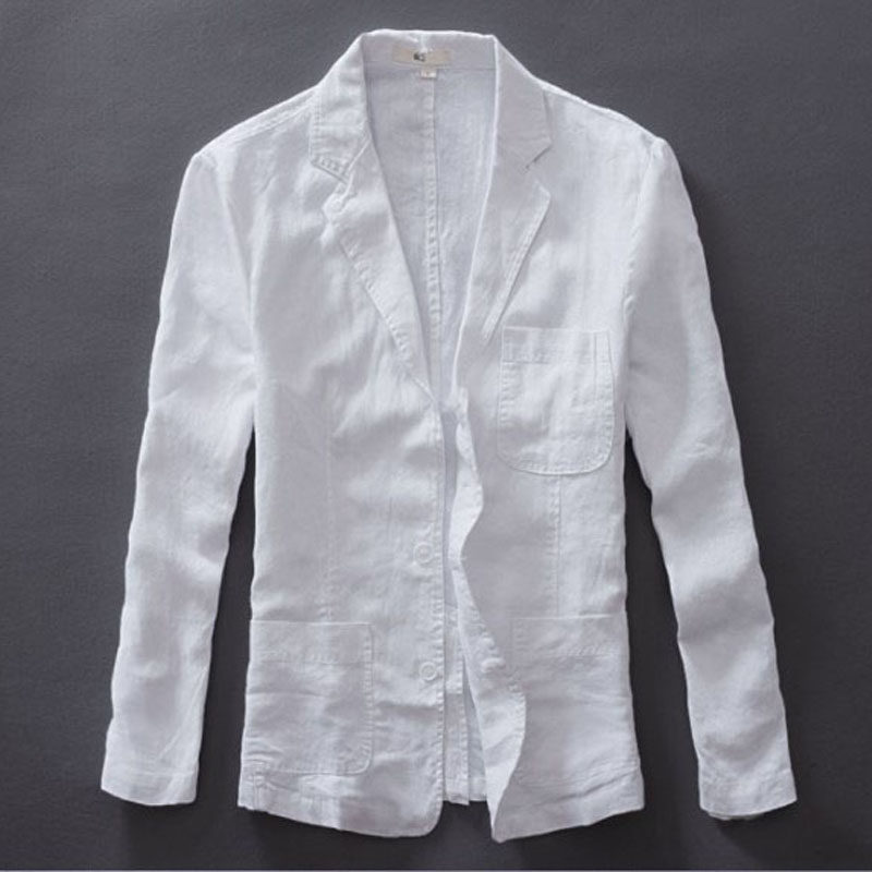 亚麻小西装男春夏秋薄款宽松时尚休闲纯麻料西服休闲棉麻防晒上衣