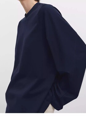 THEMO经典基础进店B囤 奢牌自供匹马棉 圆领弧形袖宽松卫衣T恤