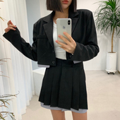 外套显瘦短裙套装 韩APM 短款 拼色小西装 Place&Apmluxe西装 套装