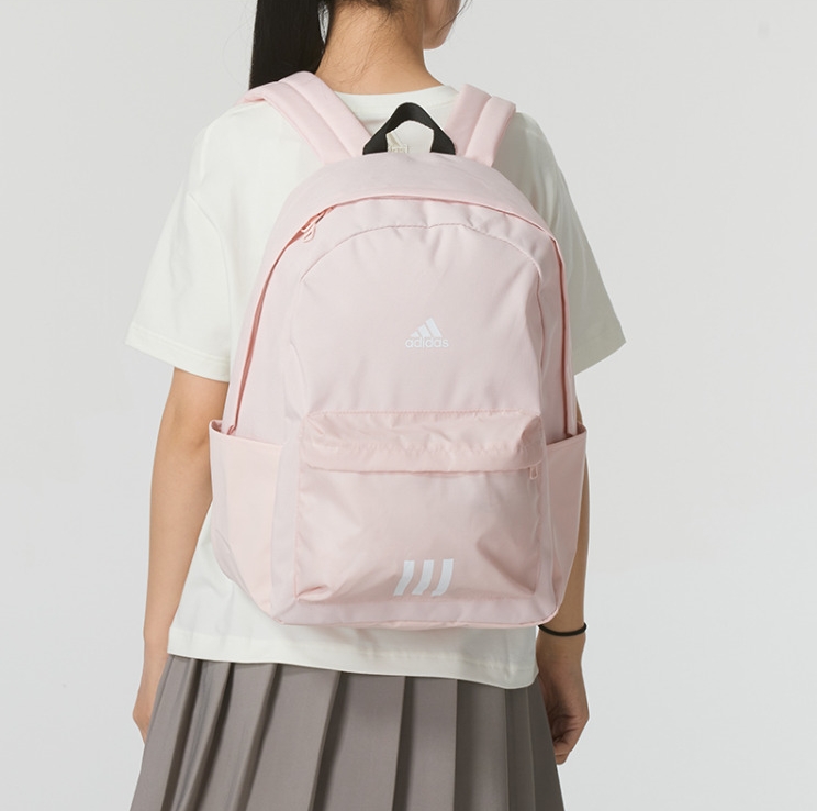 正品adidas阿迪达斯女子粉色休闲双肩包后背包学生书包 JF0674