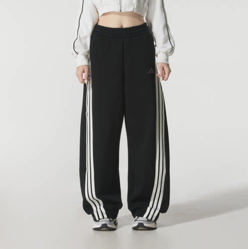 正品ADIDAS阿迪达斯女子运动休闲宽松阔腿裤针织直筒裤KB8998