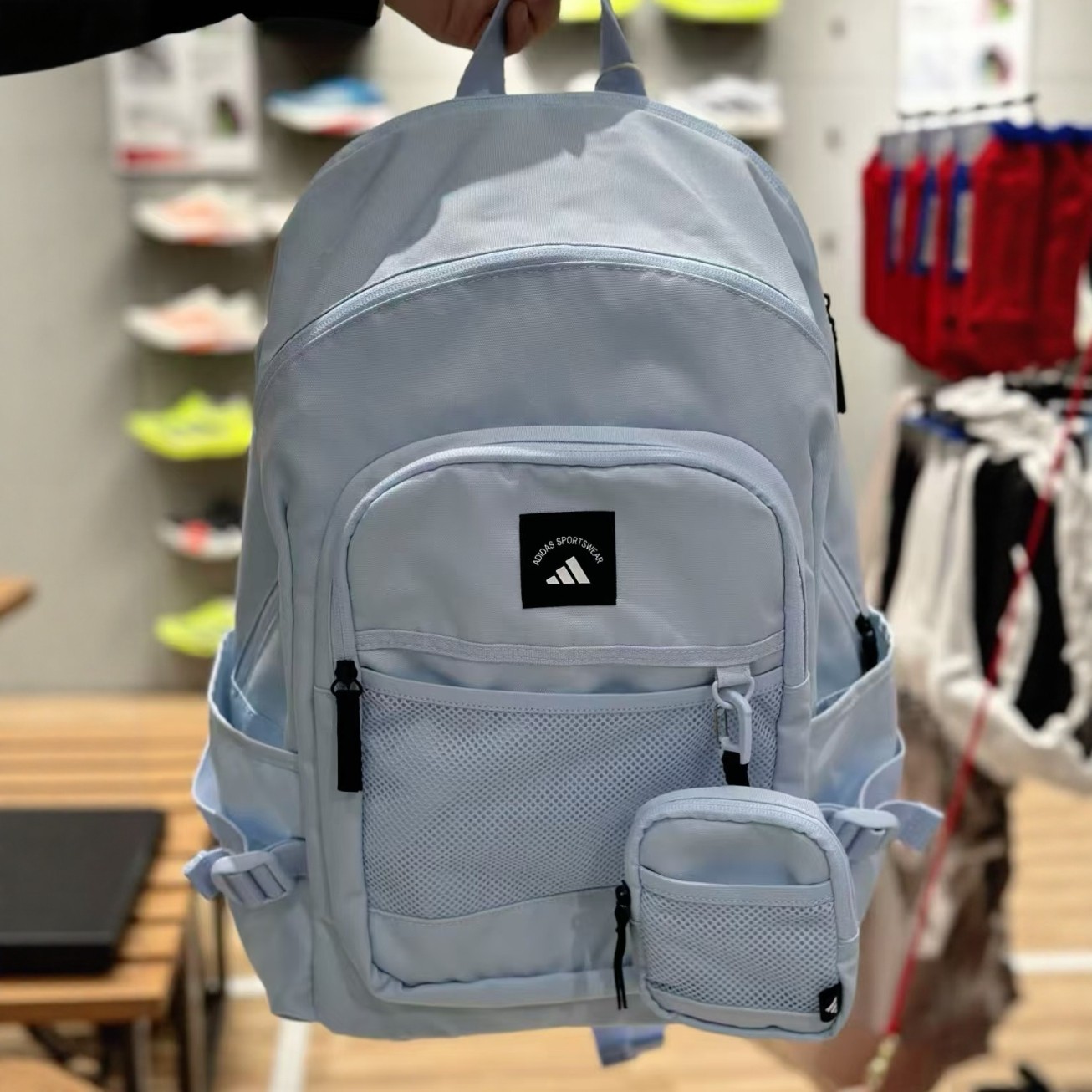 正品ADIDAS阿迪达斯蓝色运动休闲双肩包后背包学生书包KR5111