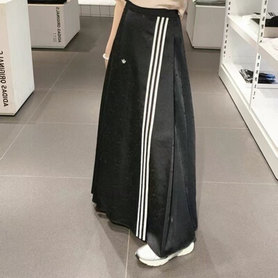 正品adidas阿迪达斯女子黑色休闲国风半身裙马面裙 KB6397