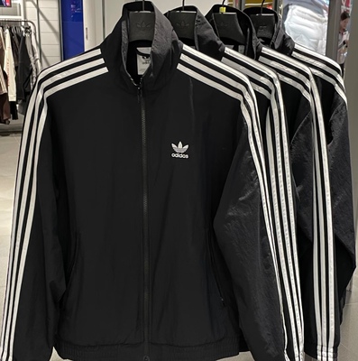 正品ADIDAS阿迪达斯男子黑色运动休闲长袖夹克外套KB2466