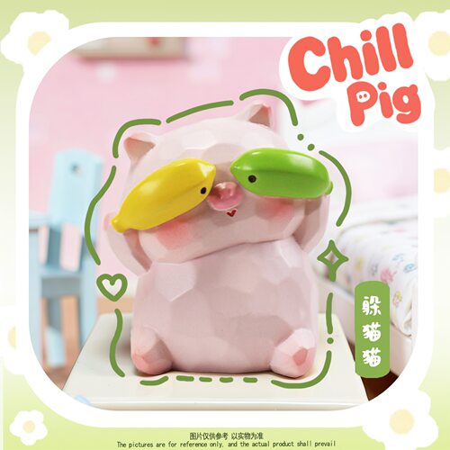 新款Chill Pig慵懒小猪盲盒树脂潮玩手办可爱解压桌面装饰小摆件