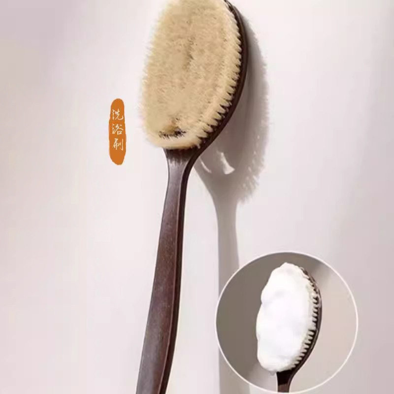 新款男士天然猪鬃毛沐浴刷洗澡搓背长柄懒人浴刷软毛大号搓澡