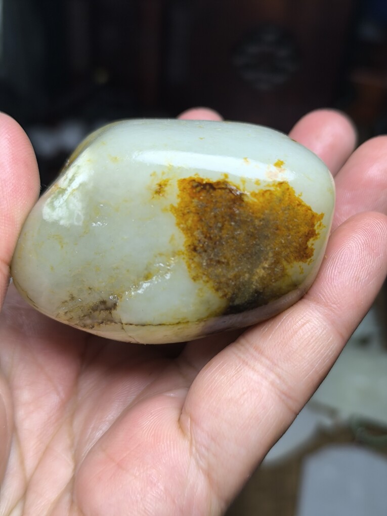 籽料原石手把件枣红皮黄沁皮籽料挂件