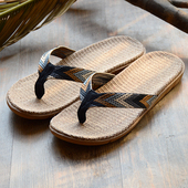 室外居家夹脚复古拖鞋 夏季 男 男士 人字拖沙滩潮流拖鞋 新款 亚麻拖鞋