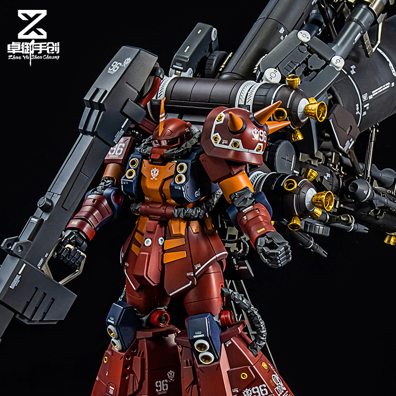 万代mg1/100 雷霆宙域精神力扎古 改色阴影喷涂上色 代工 加工