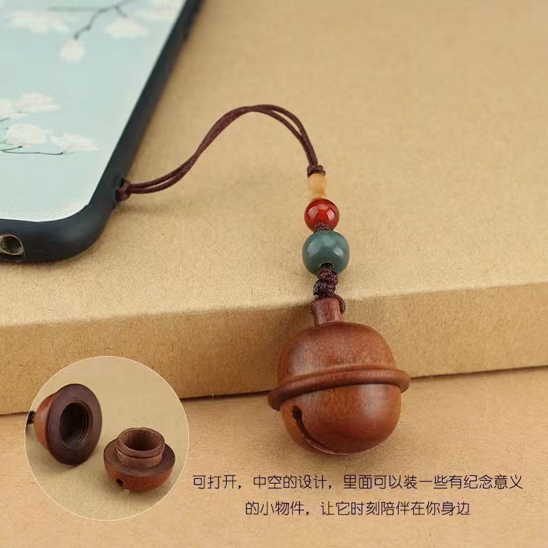 红木工艺雕刻小铃铛香囊挂饰手机