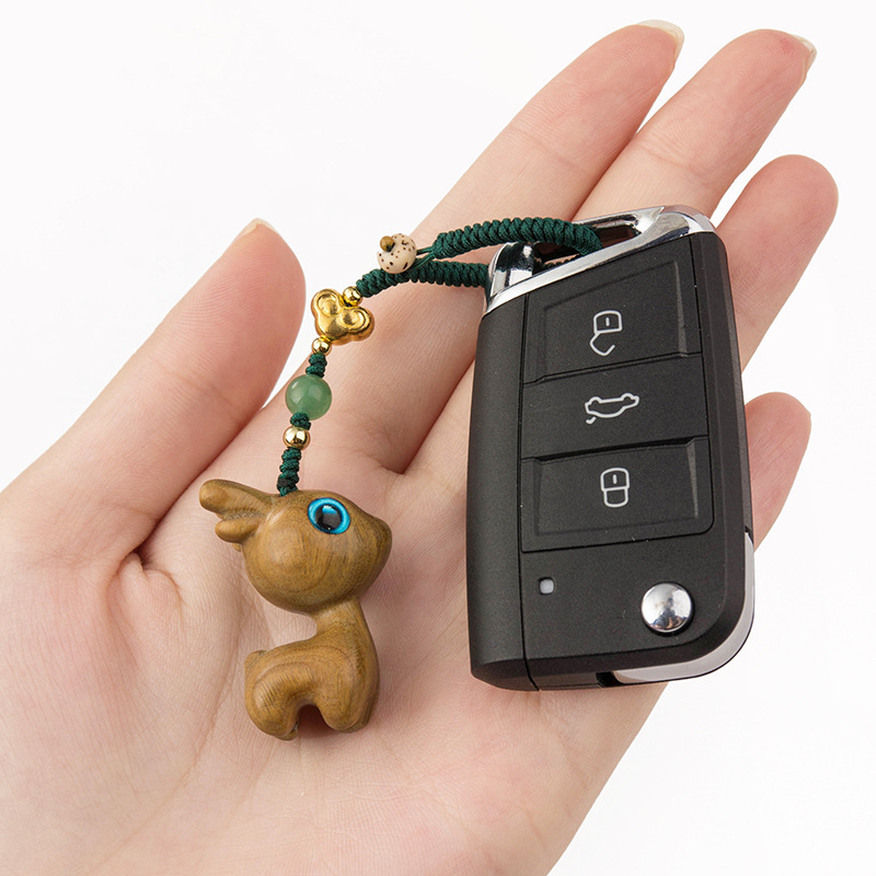创意黑檀木钥匙扣一路小鹿汽车链