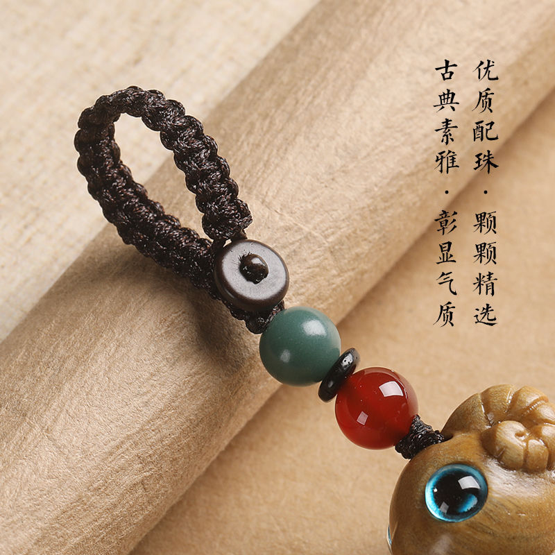 小绵羊绿檀木咩咩羊汽车钥匙扣挂