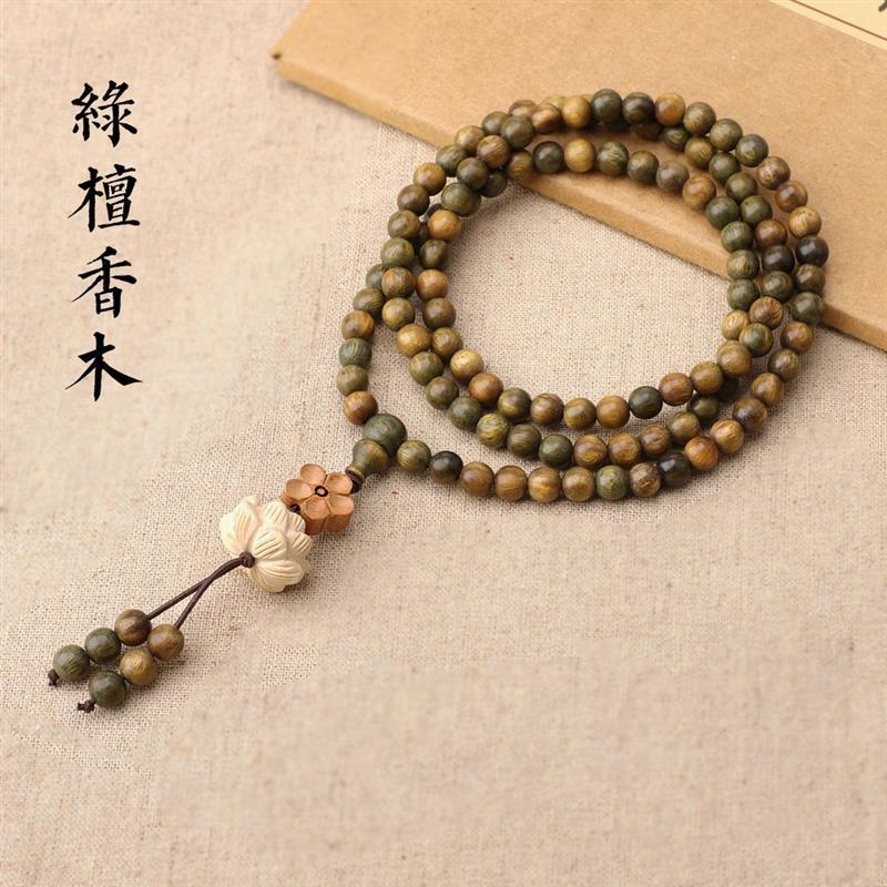 淡香绿檀木项链吊坠古风檀香木佛