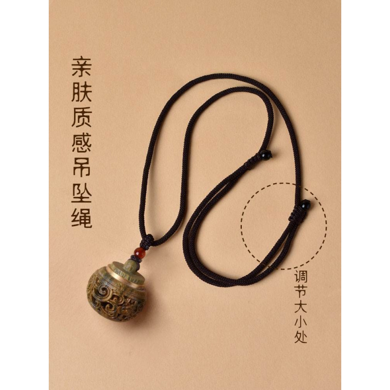 复古绿檀木香囊吊坠嘎乌盒钥匙扣