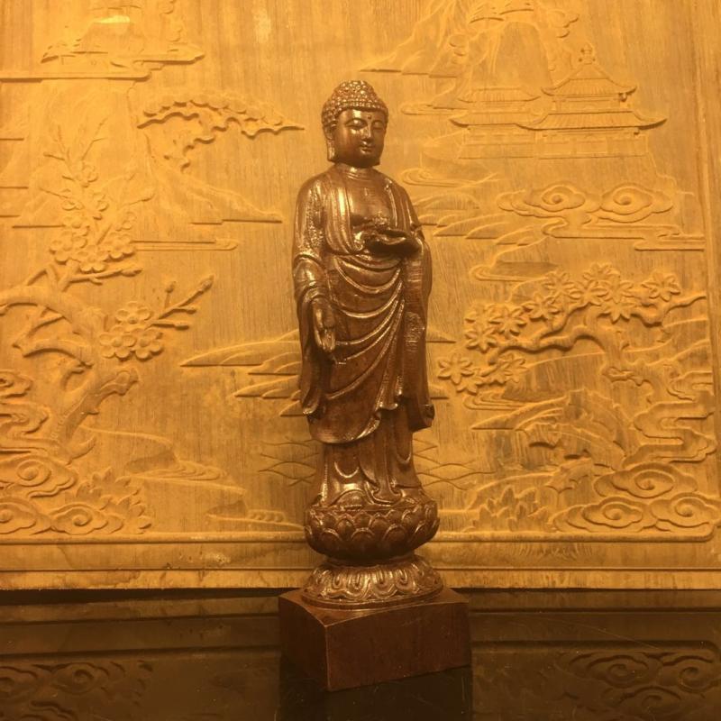 越南木雕大日佛祖摆件释迦摩尼佛