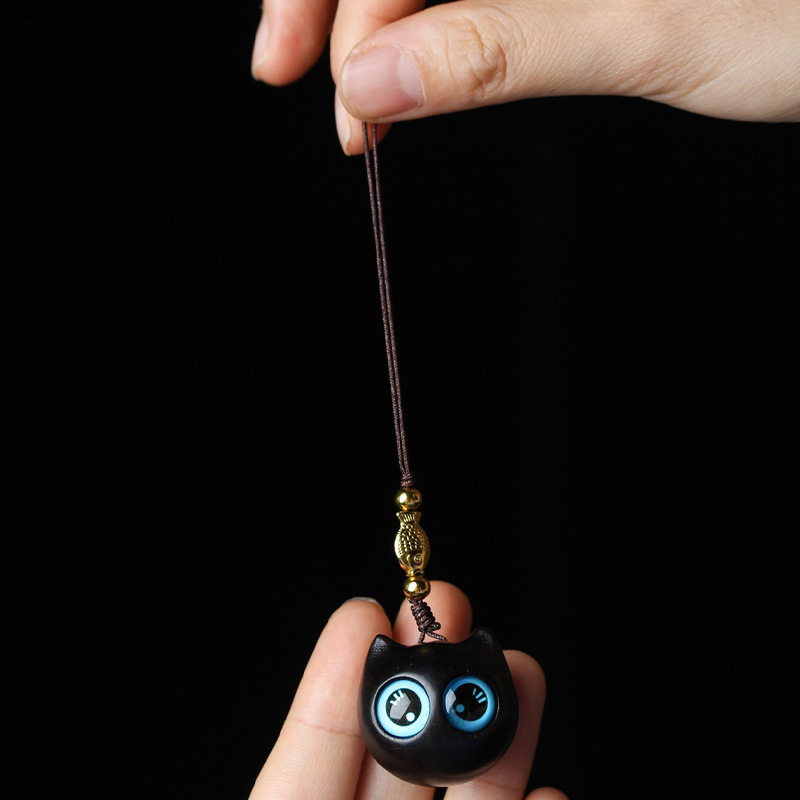 紫光檀木包挂件卡姿兰大眼睛猫咪