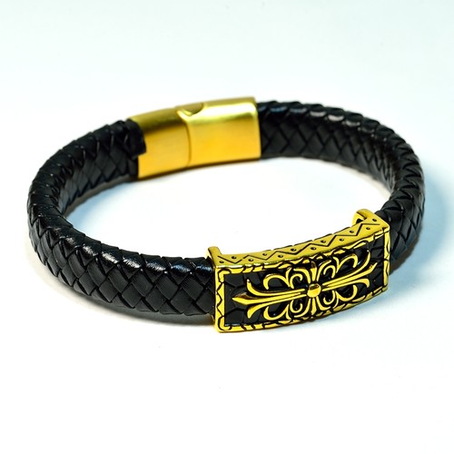 足金鸢尾花十字架个性复古手牌