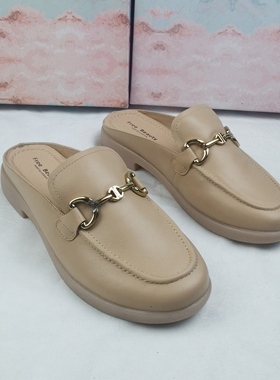 商场同款春季新款乐福鞋女单鞋女平底鞋女鞋女单鞋23302杏色36码