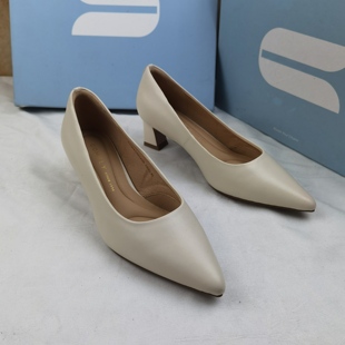 品牌正品商场同款新款女鞋休闲鞋高跟鞋女鞋尖头5A136米白色36码