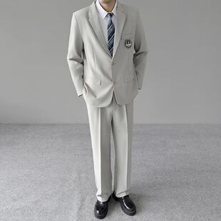 宽松痞帅休闲西服学生班服套装 学院风dk日系制服西装 外套男春秋季