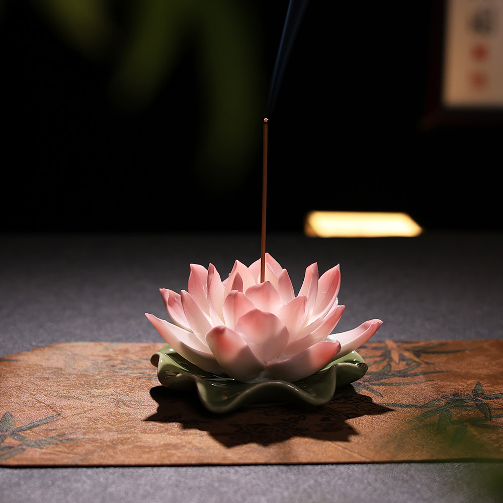 陶瓷纯手工莲花线香香炉香托